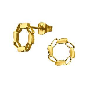 14K Gold Stainless Steel Marquise Round Stud Earrings